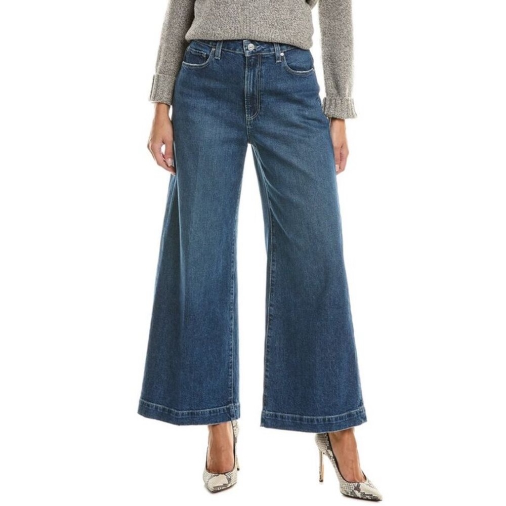 Paige Harper Ankle Wide Leg Jeans Dark Blue Wash Size‎ 26 High Rise